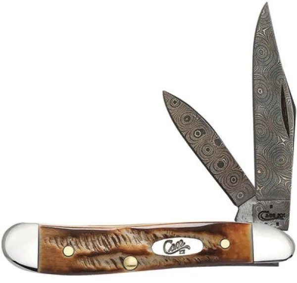 Case 6.5 Bonestag Damascus Peanut Knives 34806