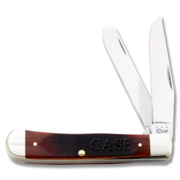Case Sm Chest Carved Bone Trapper Knives 36730