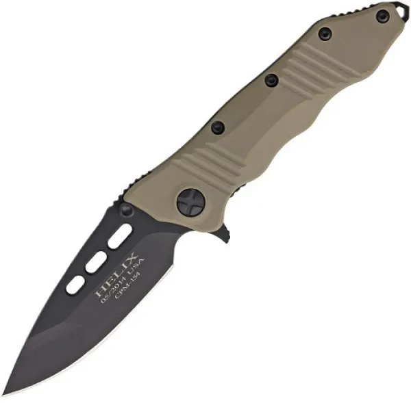 Gatco Helix Desert Tan W- Blk Blade knives 37111