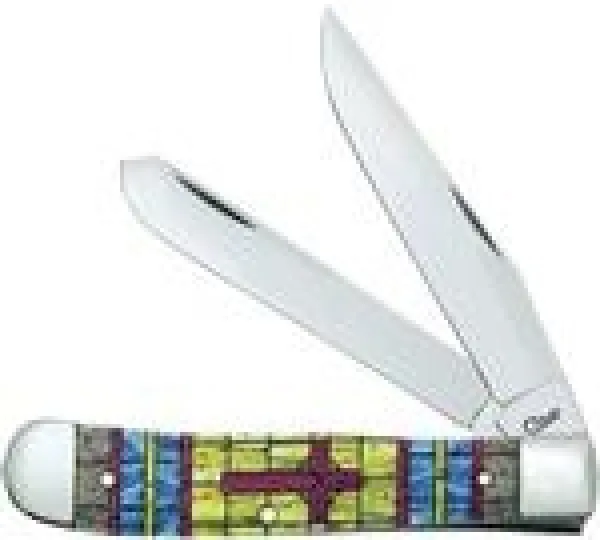 Case Stained Glass Cross Trapper Knives 38713