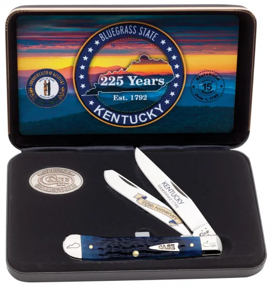 CA 41925 225th Anniversary KY Statehood Blue Bone Trapper (6254 SS) in Jewel Box