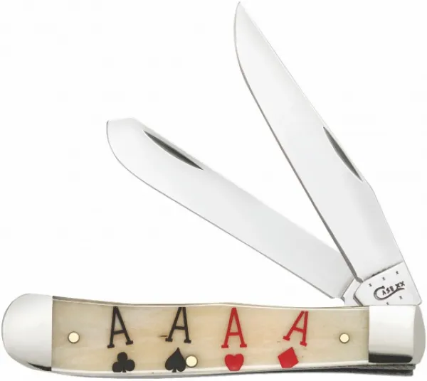 Case Aces Smooth Nat Bone Trapper Knives 43404