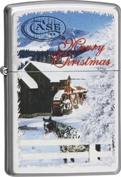 Case Christmas Lighter Snow Scene Knives 50201
