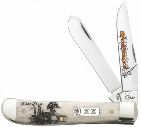 Case Sportsman Series - Embellished Smooth Natural Bone Trapper (6254 SS) - Wood Duck Knives 50433
