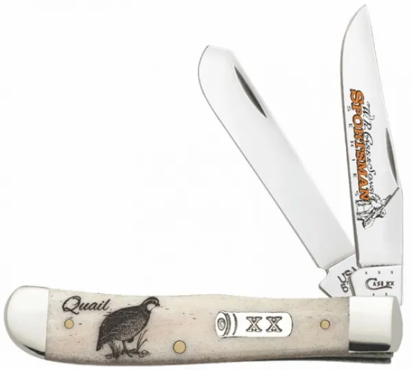 Case Sportsman Series - Embellished Smooth Natural Bone Trapper (6254 SS) - Quail Knives 50435