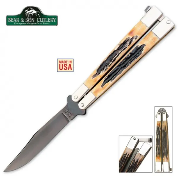 Bear Cutlery 5india Stag Butterfly Knives 517