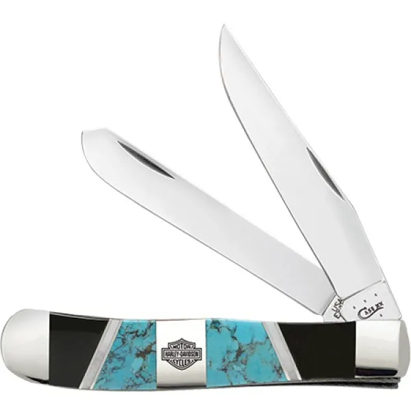 Case Harley-Davidson Trapper (EX254 SS) Turquoise-Jet Black-MOP Knives 52122