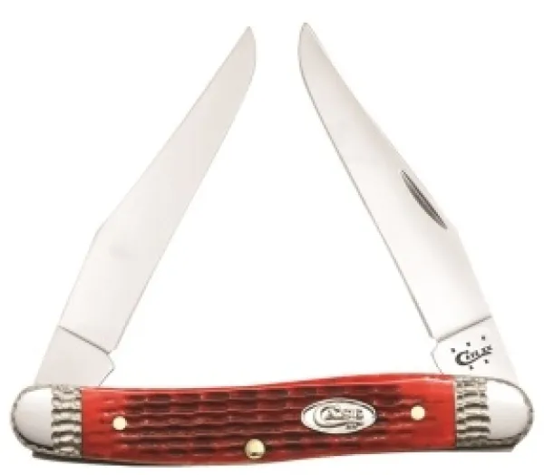 Case Red Worked Bolster Muskrat Knives 53220