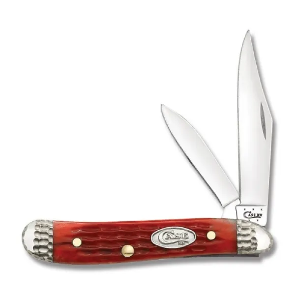 Case Wkd Bolst Dark Red Peanut Knives 53222