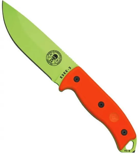 ESEE 5 Orange -venom Green Pd Coat knives 5P-VG