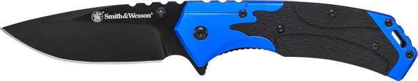 Smith and Wesson Lnr Lck-drp Pt-blue&blk Handle Knives 605BL