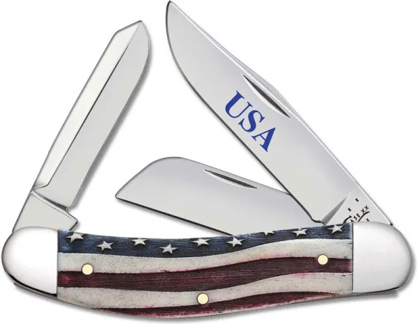 Case Star Spangled - Embellished Smooth Natural Bone Sowbelly (TB6339 SS) Knives 64134