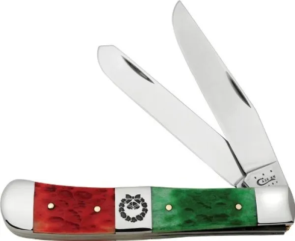 Case Dark Red- Bright Green Trapper Knives 65100