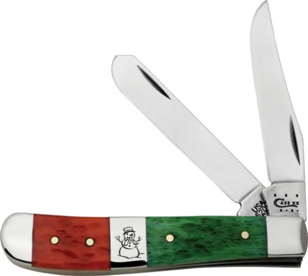 Case Dr Red- Bright Grn Mini Trap Knives 65103