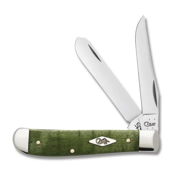 Case Green Curly Maple Mini Trapper Knives 65566
