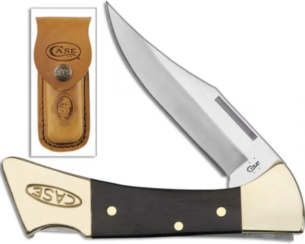 Case Smooth Ebony Wood - Mako® (7158L SS) w-Leather Sheath Knives 6920