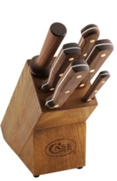 Case 7 Piece Walnut Knife Block Set Tru-Sharp Steel CA7249