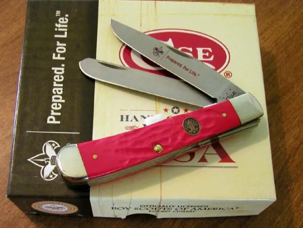 Case Boa Rough Red Delrin Trapper Knives 7997
