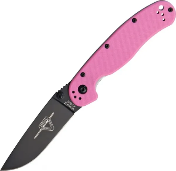 Ontario Rat II 08863 Folder Black Blade Pink Handle