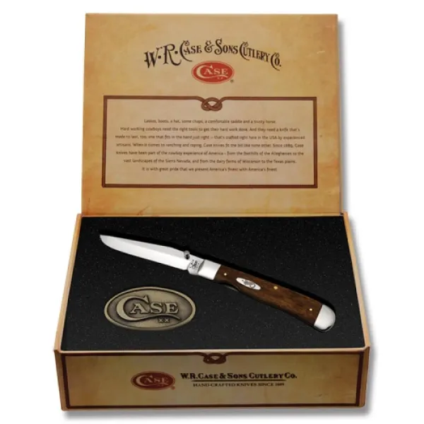 Case Brn Traplck W Buckle- Cig Box Knives 9649