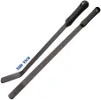 Cold Steel Garden and Camp Machete CS97GS. This has a black long blade, the blade is 27 inches long and a black handle of 6.25 inches long!  The width of the blade is 1.25.