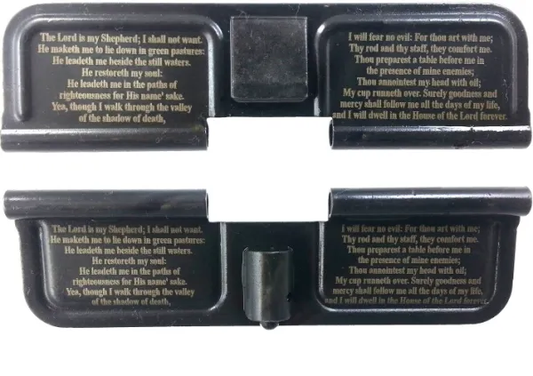 Double Sided 23rd Psalm AR-15 Laser Engraved Ejection Port Dust Cover AR15_EJECTION_PORT_COVER_23RD_PSALM_DOUBLE_SIDED