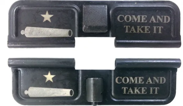 Double Sided Cannon Come And Take It AR-15 Laser Engraved Ejection Port Dust Cover AR15_EJECTION_PORT_COVER_CANNON_COME_AND_TAKE_IT_DOUBLE_SIDED