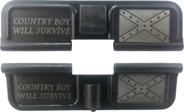 Double Sided Country Boy Will Survive Confederate Flag Laser Engraved Ejection Port Dust Cover AR15_EJECTION_PORT_COVER_COUNTRY_BOY_DOUBLE_SIDED