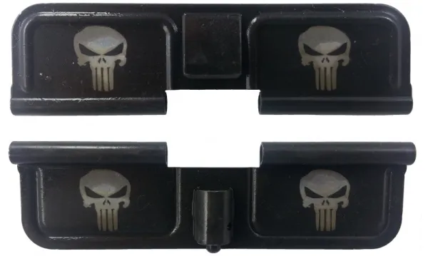 Double Sided Double Skull AR-15 Laser Engraved Ejection Port Dust Cover AR15_EJECTION_PORT_COVER_DOUBLE_SKULL_DOUBLE_SIDED