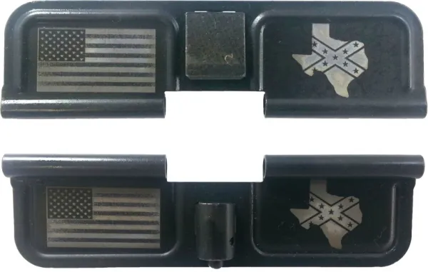 Double Sided Texas Confederate Stars and Bars Laser Engraved Ejection Port Dust Cover  AR15_EJECTION_PORT_COVER_FLAG_STARS_AND_BARS_DOUBLE_SIDED