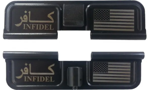 Double Sided Infidel USA AR-15 Laser Engraved Ejection Port Dust Cover AR15_EJECTION_PORT_COVER_INFIDEL_USA_DOUBLE_SIDED
