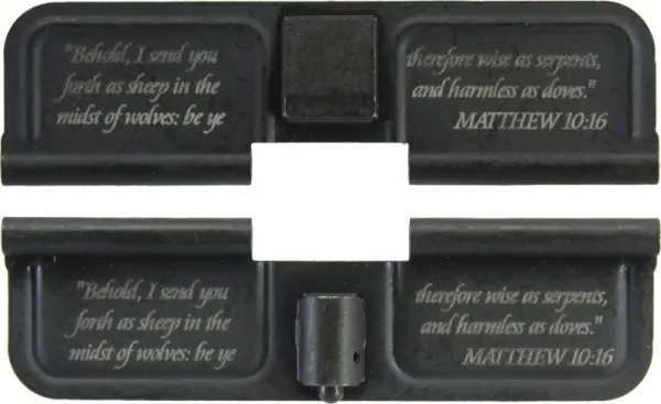 Double Sided Matthew 10:16 AR-15 Laser Engraved Ejection Port Dust Cover AR15_EJECTION_PORT_COVER_MATTHEW_10-16_DOUBLE_SIDED