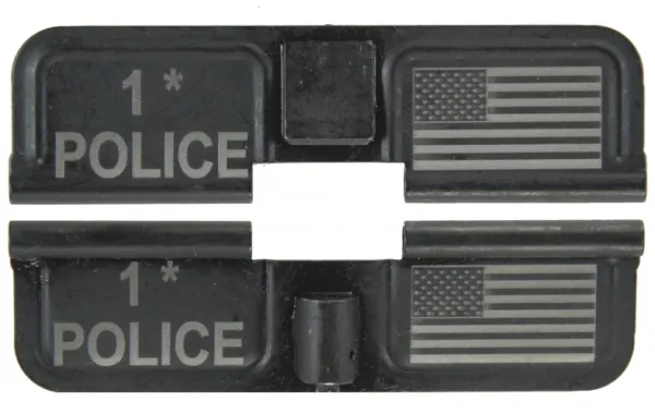 Double Sided 1* Police - USA Flag AR-15 Laser Engraved Ejection Port Dust Cover AR15_EJECTION_PORT_COVER_POLICE_USA_FLAG_DOUBLE_SIDED