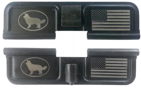 Double Sided Sheep Dog - USA Flag AR-15 Laser Engraved Ejection Port Dust Cover AR15_EJECTION_PORT_COVER_SHEEP_DOG_USA_FLAG_DOUBLE_SIDED