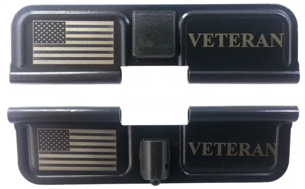 Double Sided USA Flag and Veteran AR-15 Laser Engraved Ejection Port Dust Cover AR15_EJECTION_PORT_COVER_USA_VETERAN_DOUBLE_SIDED