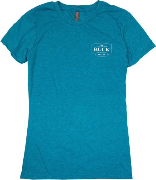 Buck Womens Crew Neck Tee Teal L knives BU10716