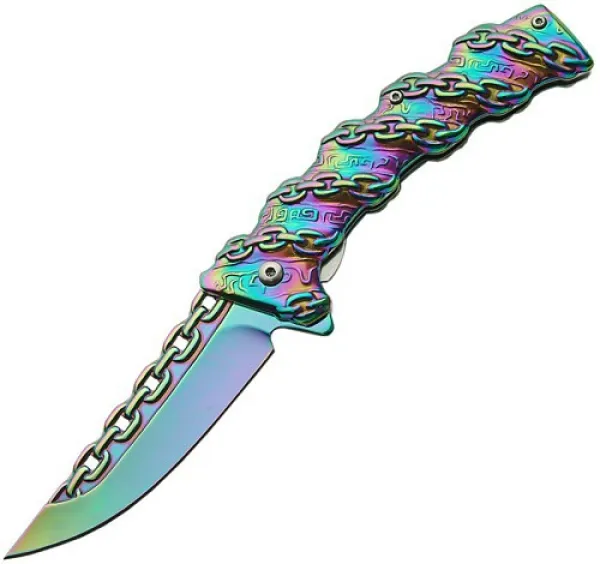 China Made Chain Link Linerlock Rainbow knives CN300307RB