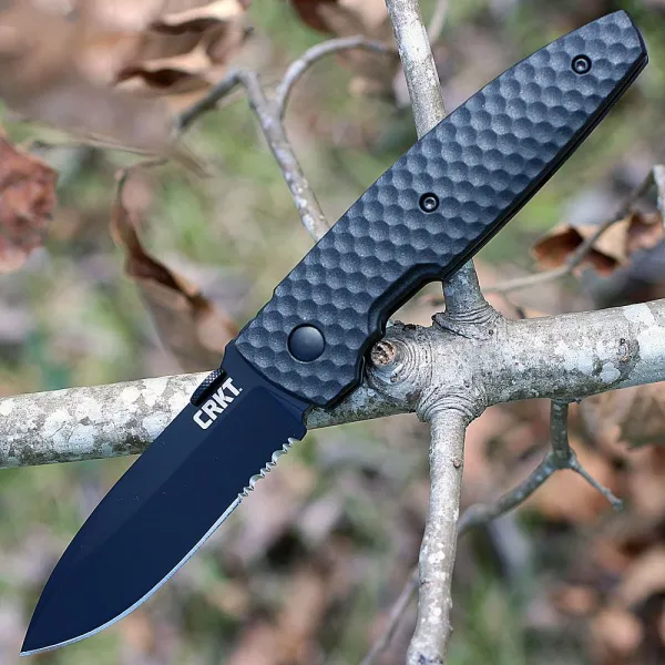 CRKT AUX Linerlock Black Serrated knives CR1221K