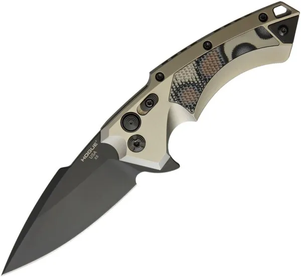 Hogue X5 Button Lock Tan Camo knives HO34577