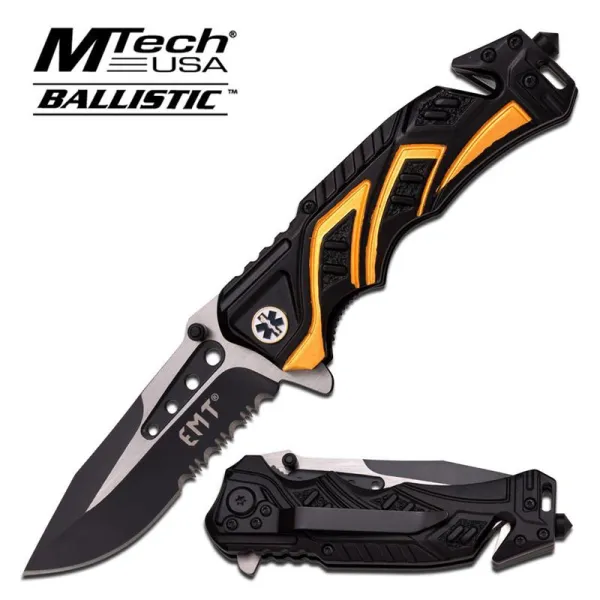 MTech Rescue Linerlock EMT A-O knives MTA865EMY