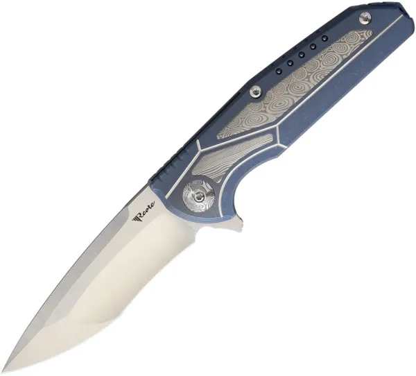 Reate Knives K4 Framelock Blue Damascus REAK4BLSD