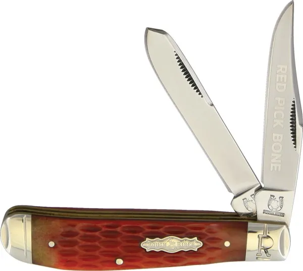 Rough Ryder Mini Trapper Red Picked Bone knives RR1678