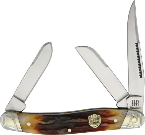 Rough Ryder Stockman Brown Stag Bone knives RR1794