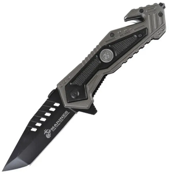 USMC Salvager Rescue Linerlock A-O knives USMA1033GY