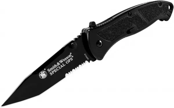Smith and Wesson Spec Ops Large Blk Serrated Knives BSPECLS