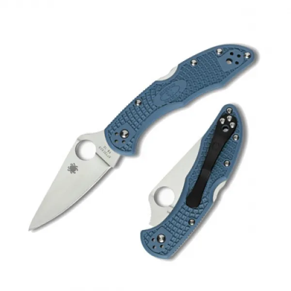Spyderco Delica 4 Blue Frn Flat Ground knives C11FPBLM