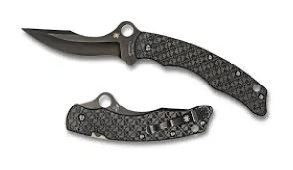 Spyderco Szabo Folder--Carbon Fiber Handle-Black Blade-Plain Edge Only 6 Left C146CFBBKP