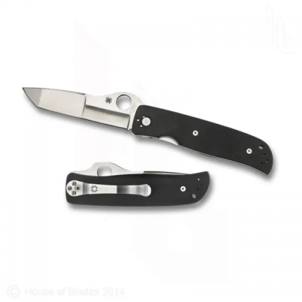 Spyderco Double Bevel--Black G-10 Handle-Plain Edge SPC174GP