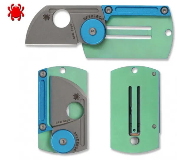 Spyderco Dogtag Folderalum- Ti Plain knives C188ALTIP