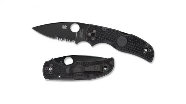 Spyderco Native 5-blk Hndl & Bld-combo knives C41PSBBK5